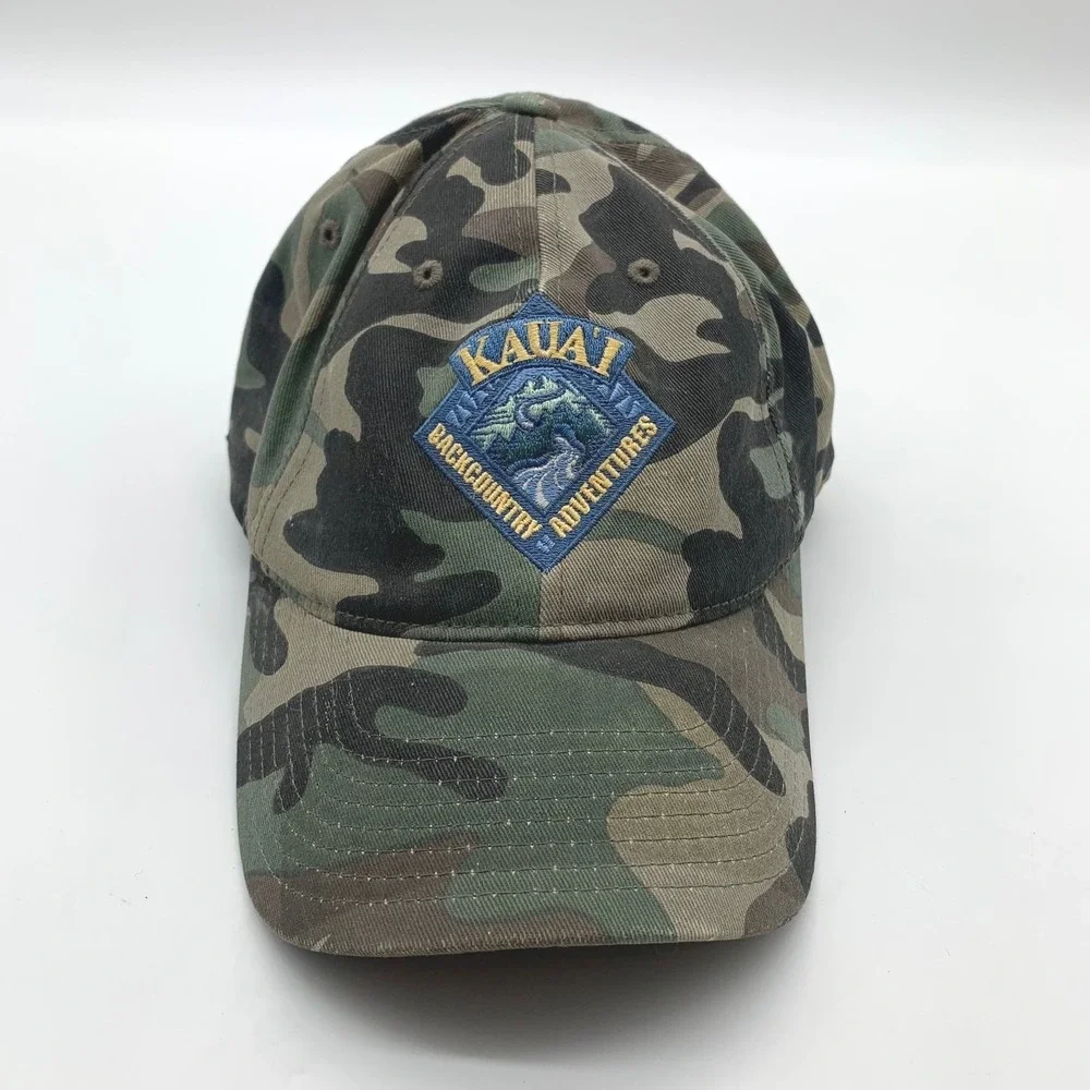 Kauai Backcountry Adventures Flexfit Hat L/XL Camo Woodland Embroidered Cap